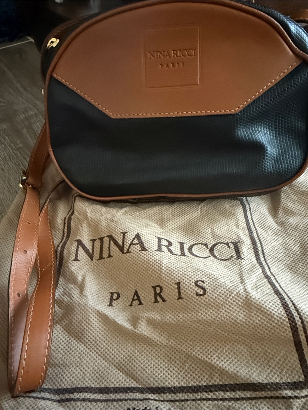 Nina Ricci Two-Tone Black and Brown Leather Belt Bag